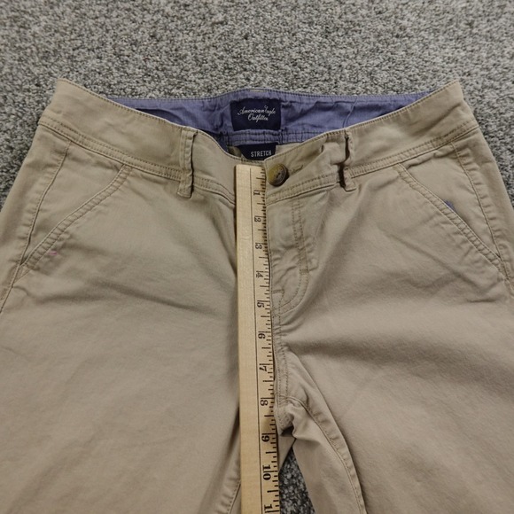 American Eagle Pants Womens 10 Brown Tan Beige Chino Trouser Kick Boot Stretch - Picture 4 of 15